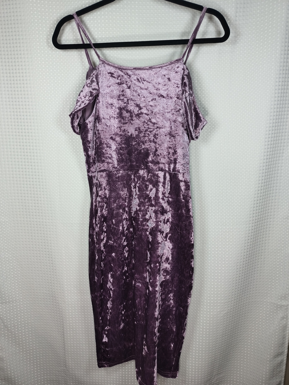 Lavender Purple Crushed Velvet Wrap Midi Dress Tulip Hem S Y2K Whimsigoth Party - Picture 3 of 8